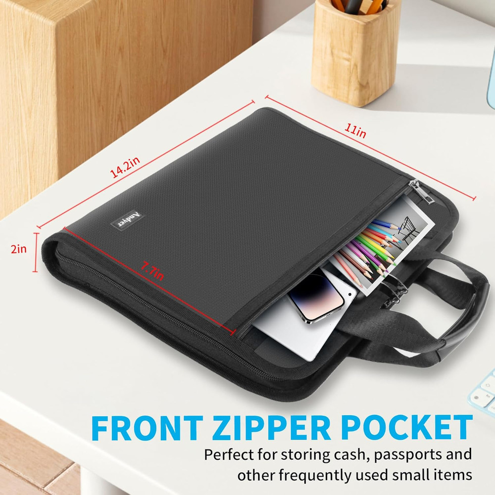 Accordion File Organizer with Lock, Fireproof Expanding File Folder with Tabs...