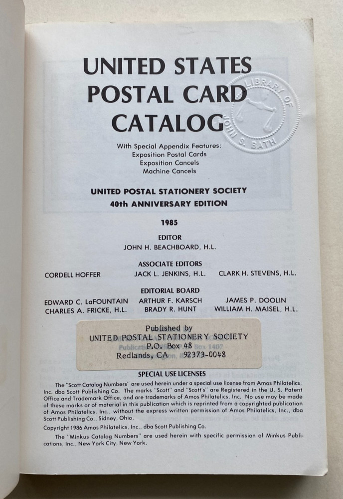 UPSS U.S. Postal Card catalogs