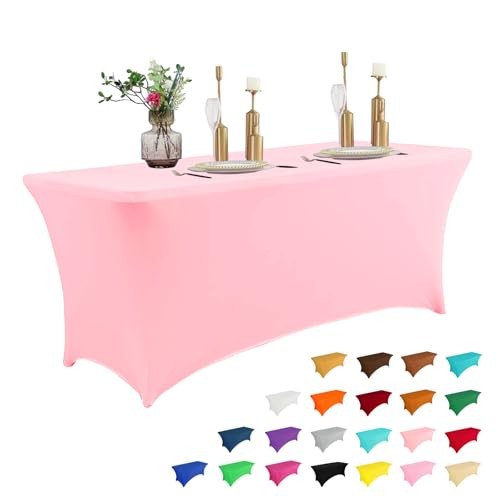 4FT Table Cloth for Rectangular Fitted Events Stretch 4 Ft - 1 Pc Light Pink