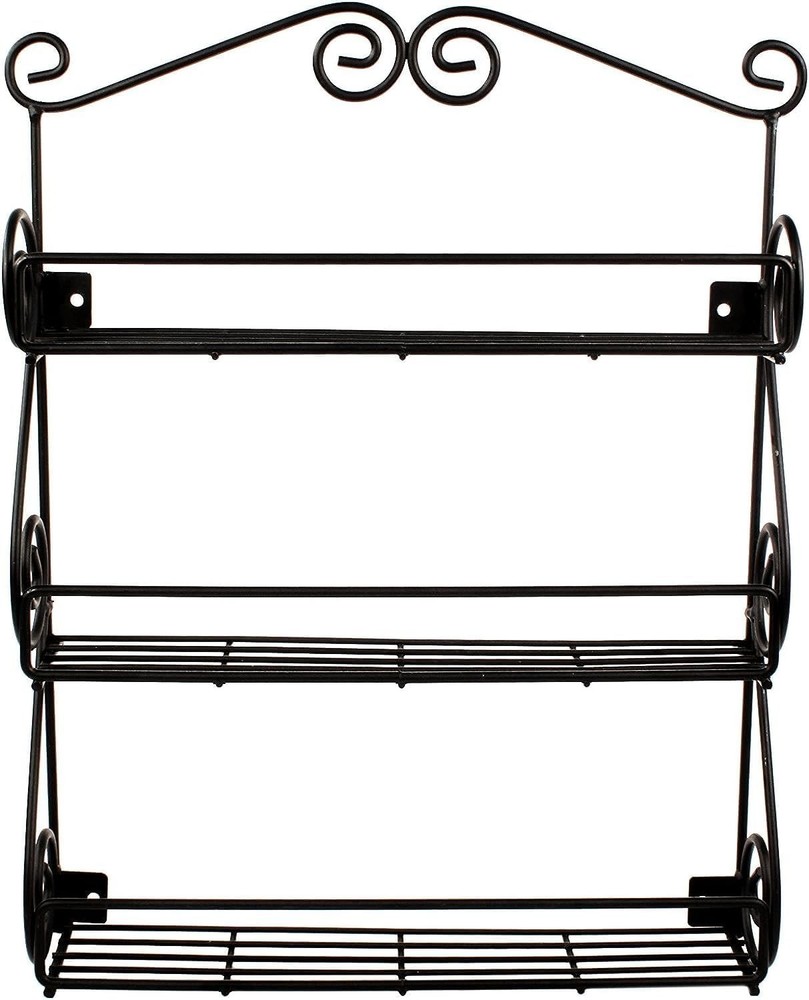 3-Tier Open Wire Spice Rack with Classic Scroll Design for Modern Kitchens