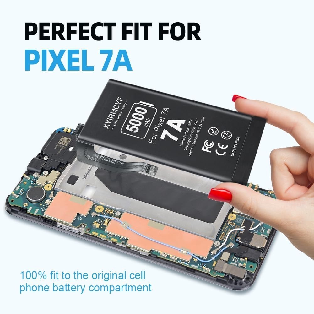 5000mAh Replacement Battery for Google Pixel 7A with Tool Kit - Safety Assured