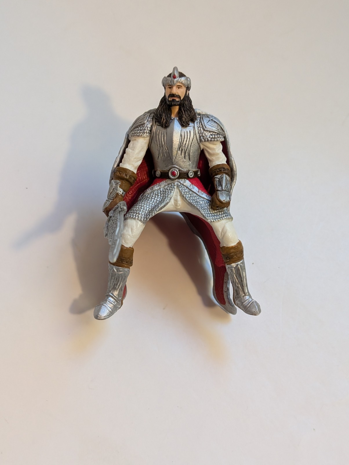 RARE Schleich Silver King with Red Cape Horseback Rider. Sword Arm Moves. Knight