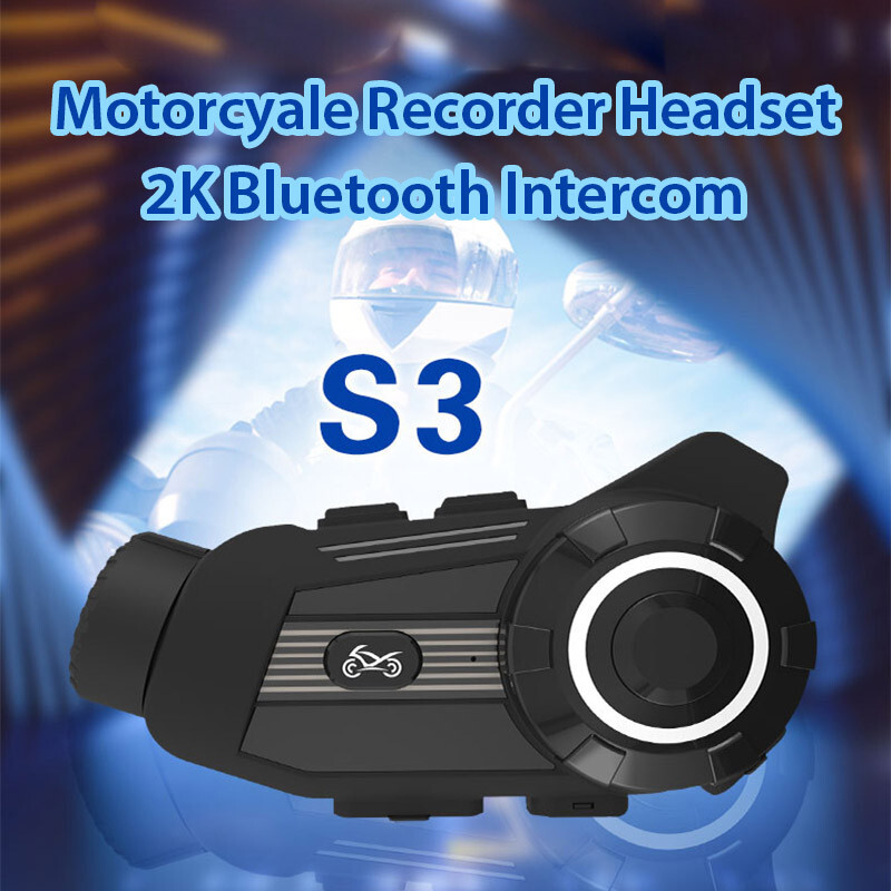 2PCS Pro Bluetooth Motorcycle 2K Camera Recorder+Helmet Headset Intercom