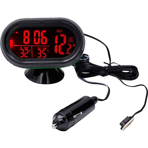 Car Thermometer LCD Digital Clock - 12-24V - Multifunctional Temperature