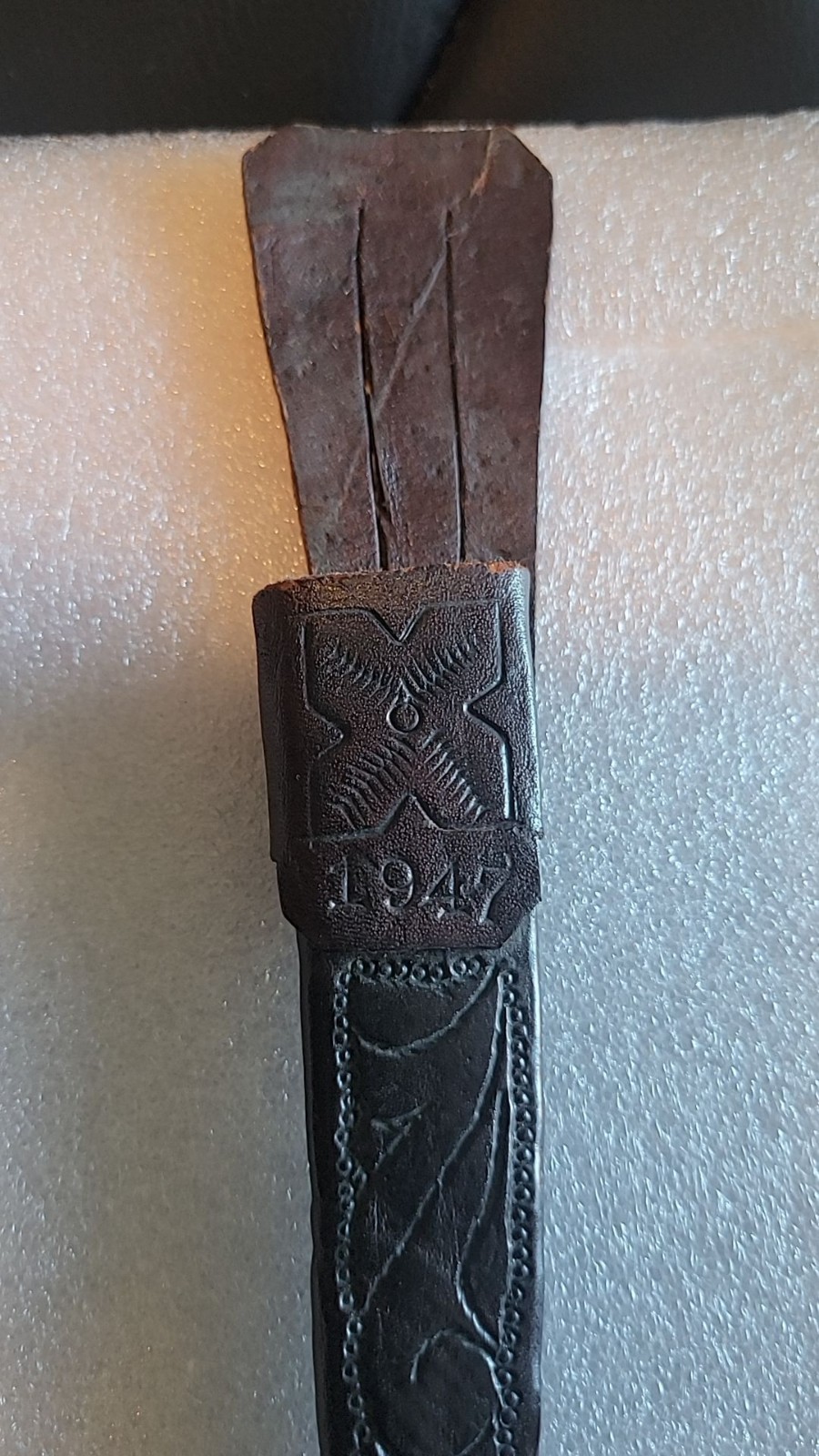 VTG 1940s Filipino Handmade Knife with Leather Sheath Used