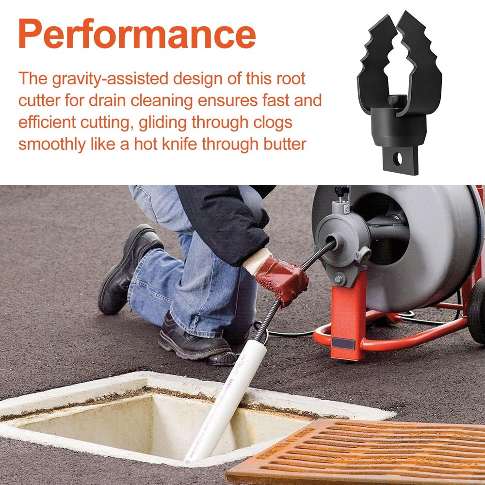 U type Drain Cutter 2UC, Root Cutter for Drain Cleaning -Black