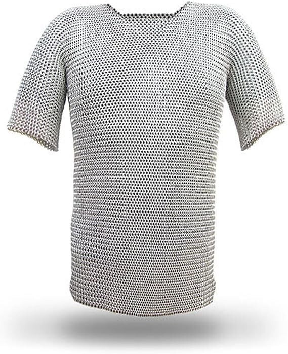 Medieval Warrior Haubergeon Butted Chain Mail Replica Armor Medium Shirt Silver