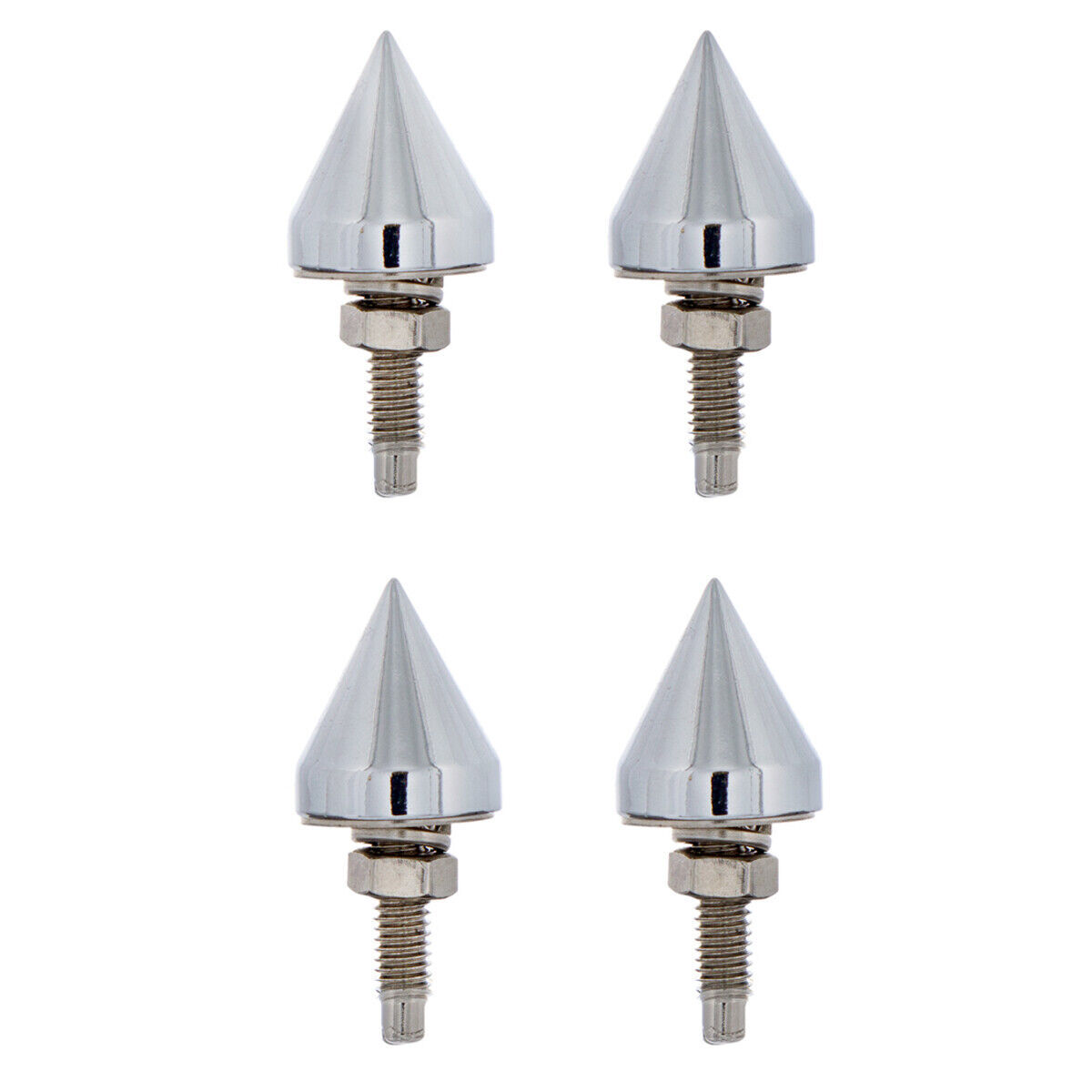 (Set/4) License Plate Frame Fasteners Chrome Spike Screws/Bolts Hot Rod Rat