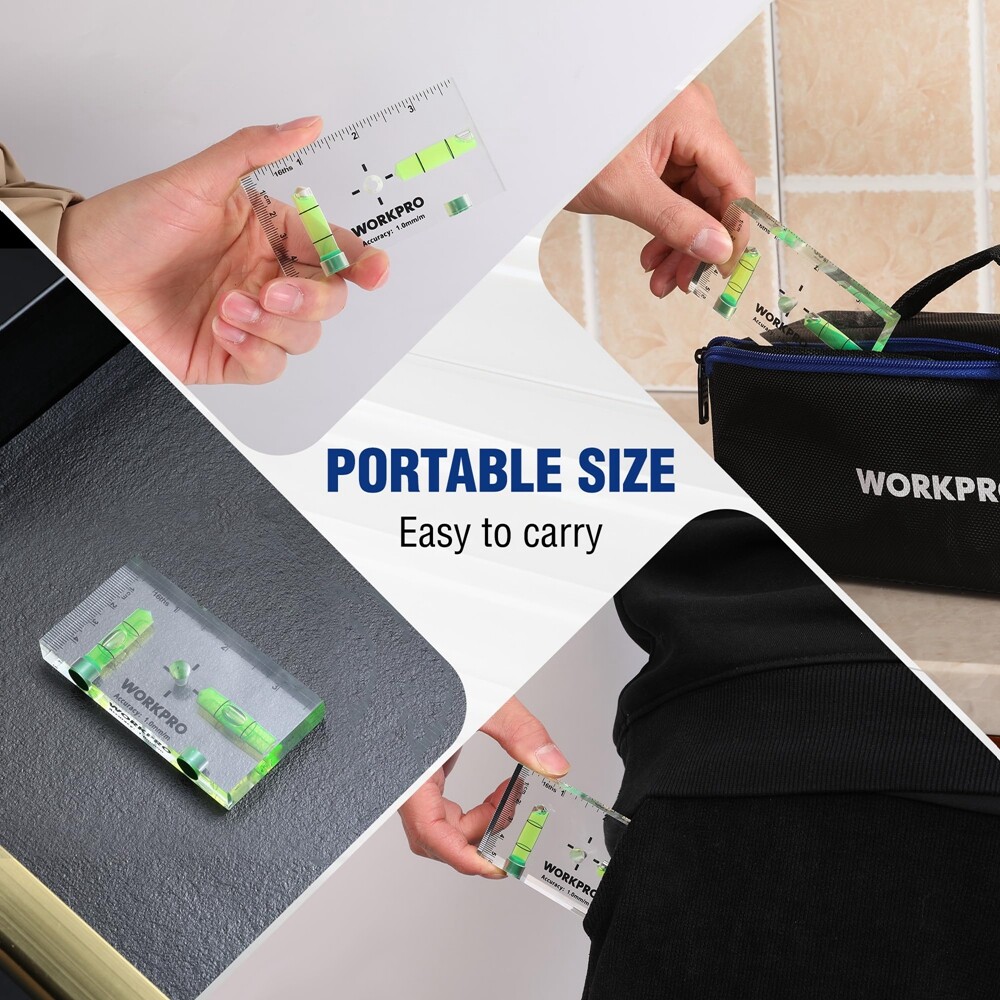 WORKPRO 3-3/4-inch Mini Level Tool Small Level Magnetic Level 2 Bubbles 90°/180°