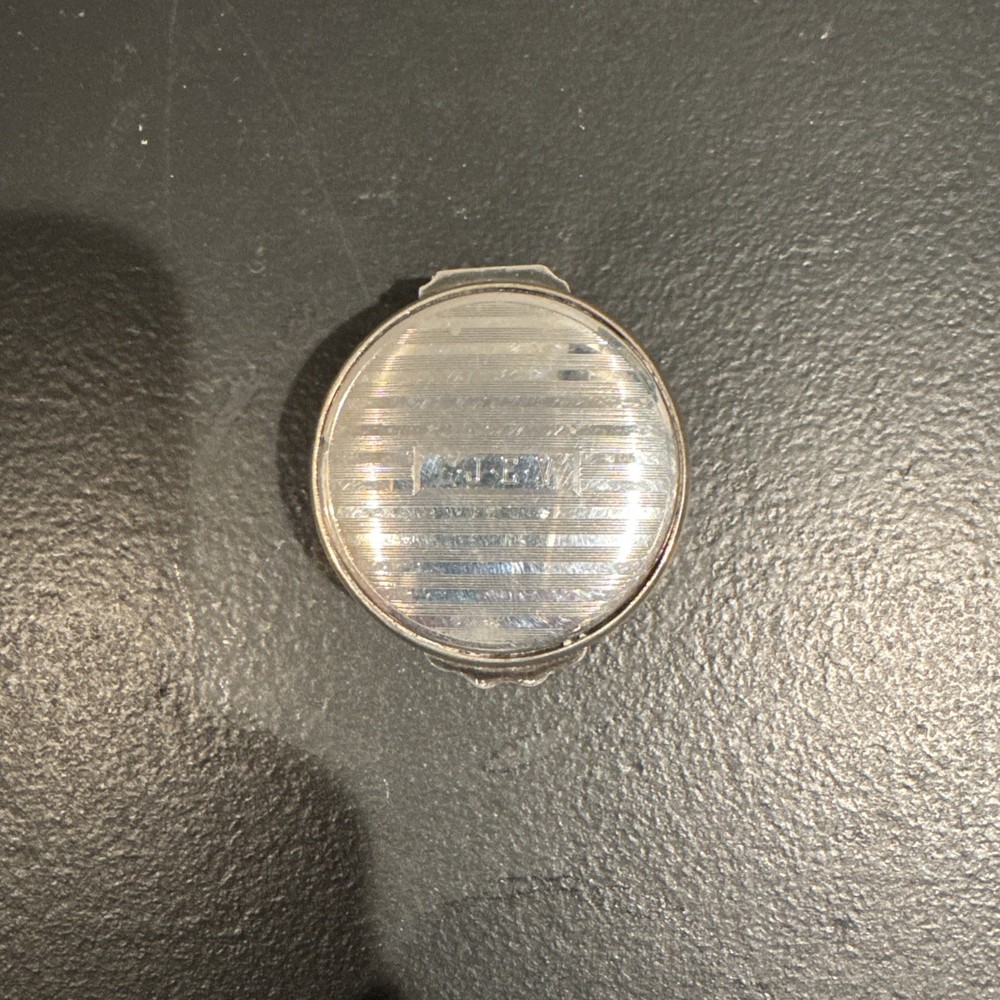 Reed & Barton Sterling Silver Round Pill Box With Engine Turned Lid and Monogram