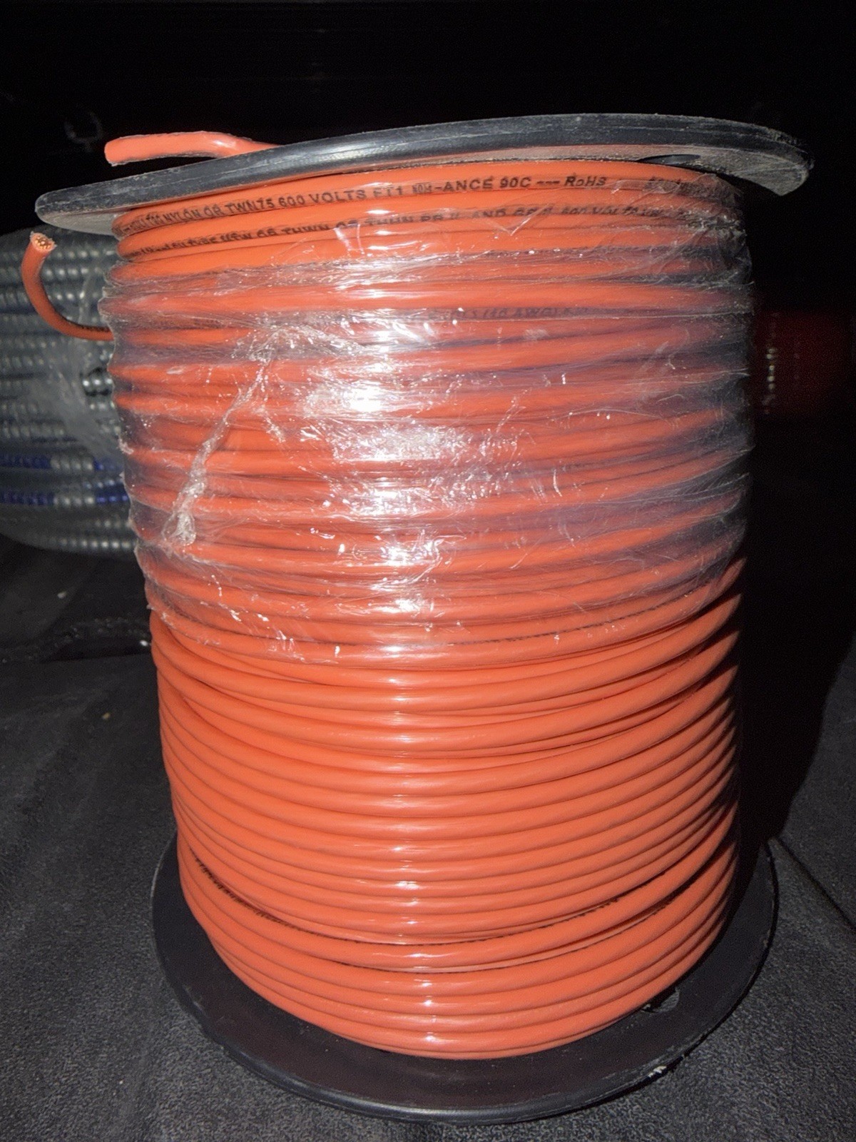 10 AWG THHN Stranded Copper Wire, PVC Insulation, Orange, 500 ft