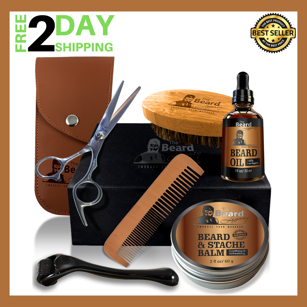 Beard Derma Roller - Beard Oil/Balm - Beard Growth - Beard Brush - Beard Comb