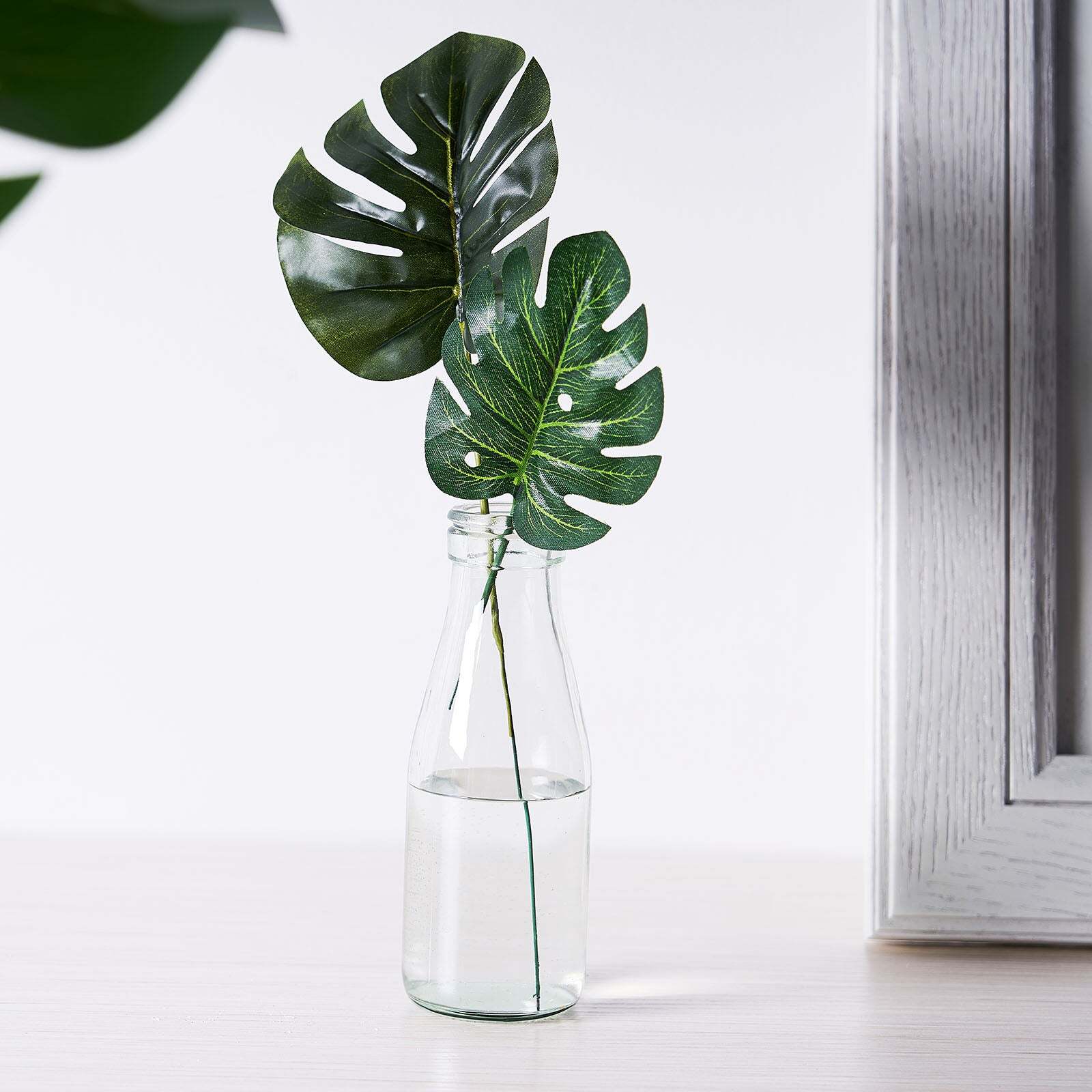 6 Green Monstera ARTIFICIAL LEAVES Tropical Greenery Stem Wedding Party Supplies