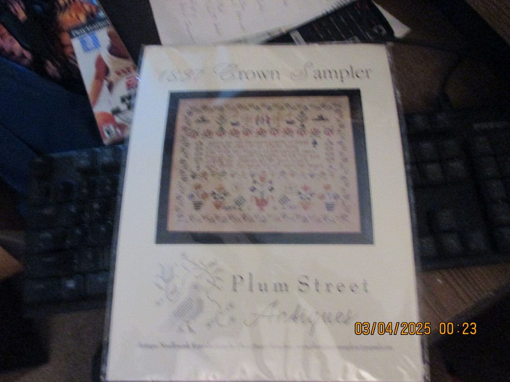 1837 Crown Sampler Plum Street Antiques needlework pattern just the pattern