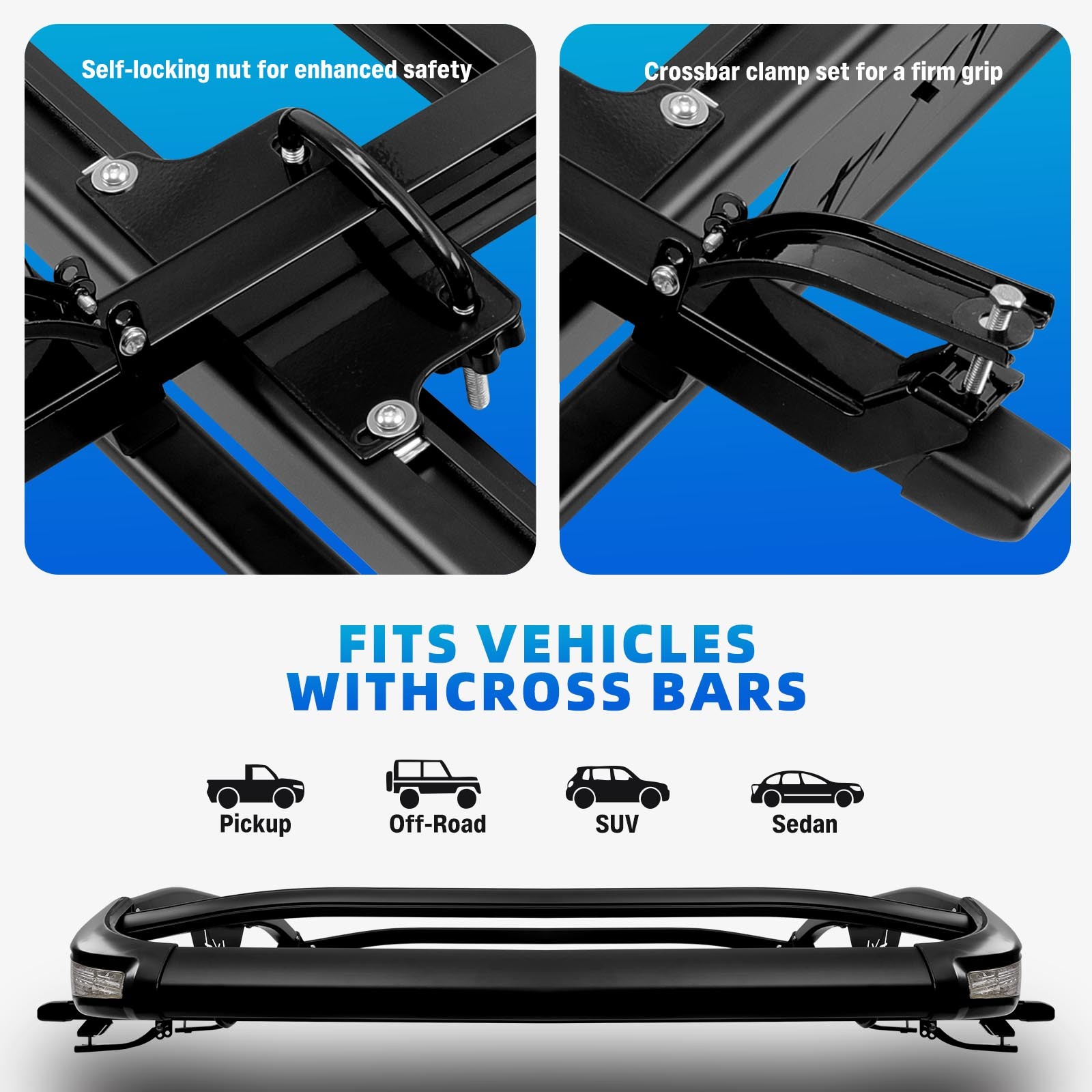 For Nissan Juke Aluminum Top Roof Rack Cargo Carrier Basket Holder w/ LED Lights