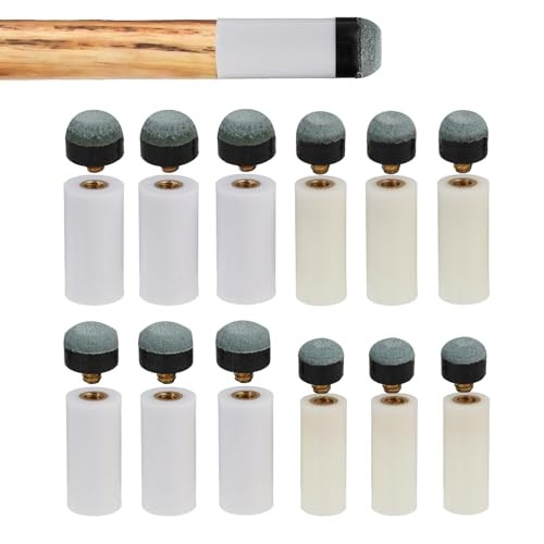 Multi-Size Screw-On Pool Cue Tips & Ferrules Kit - 12 Pack