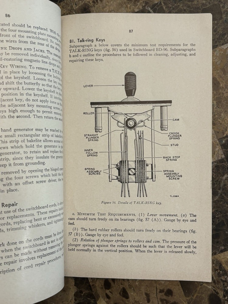 WWII WAR DEPARTMENT TECHNICAL GUIDE TELEPHONE CENTRAL OFFICE SET TC-4