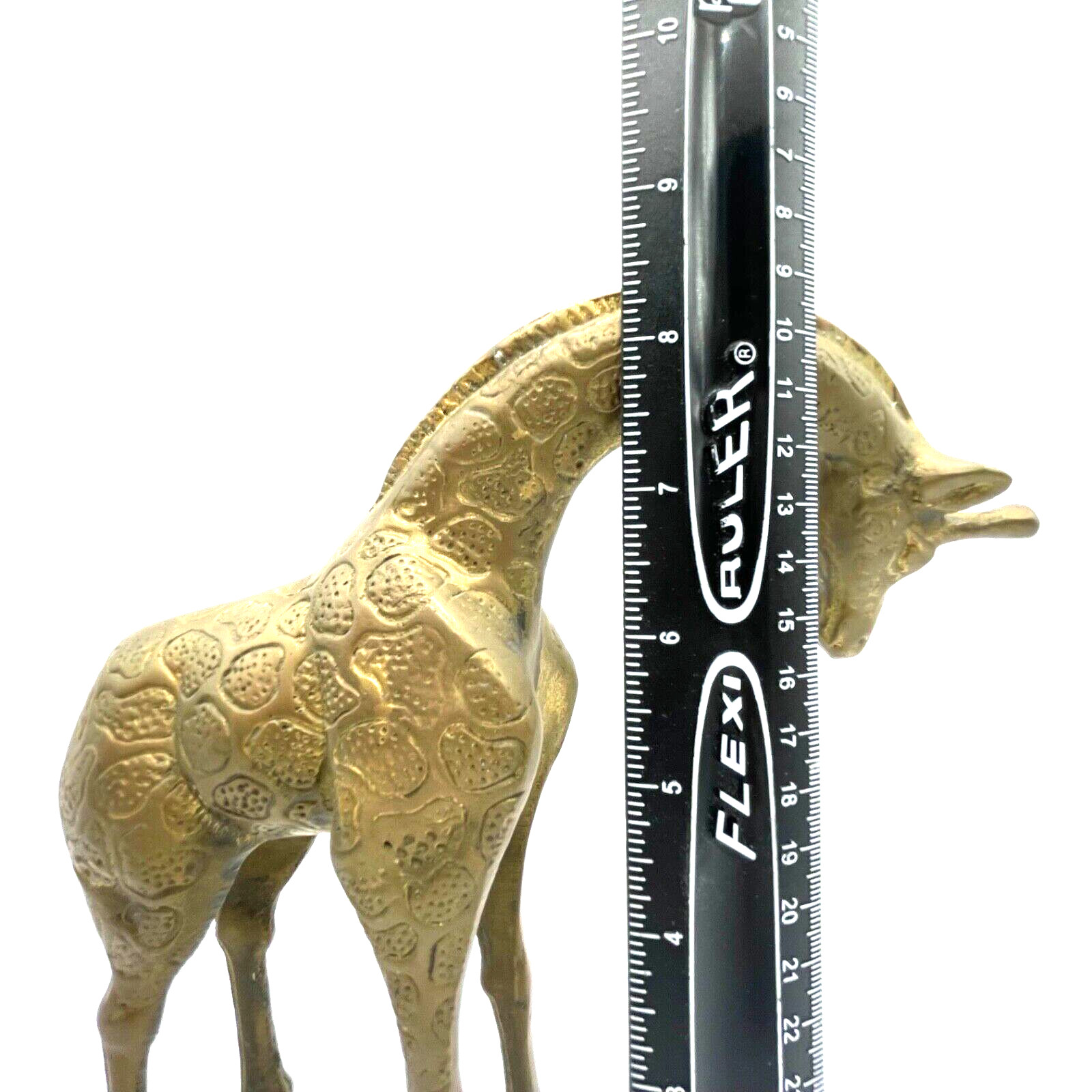 Vintage Mid Century Modern SOLID Brass Giraffe Figurine Statue 8" x 8" x 4"