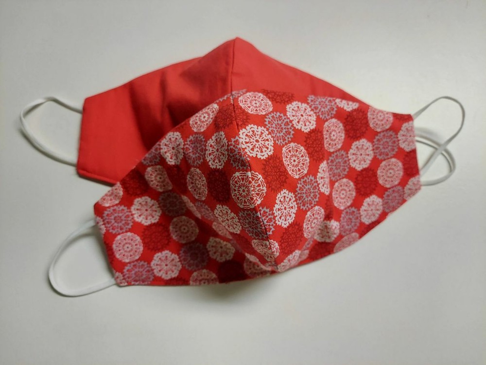 Red, White, Gray Snow Flakes Mask