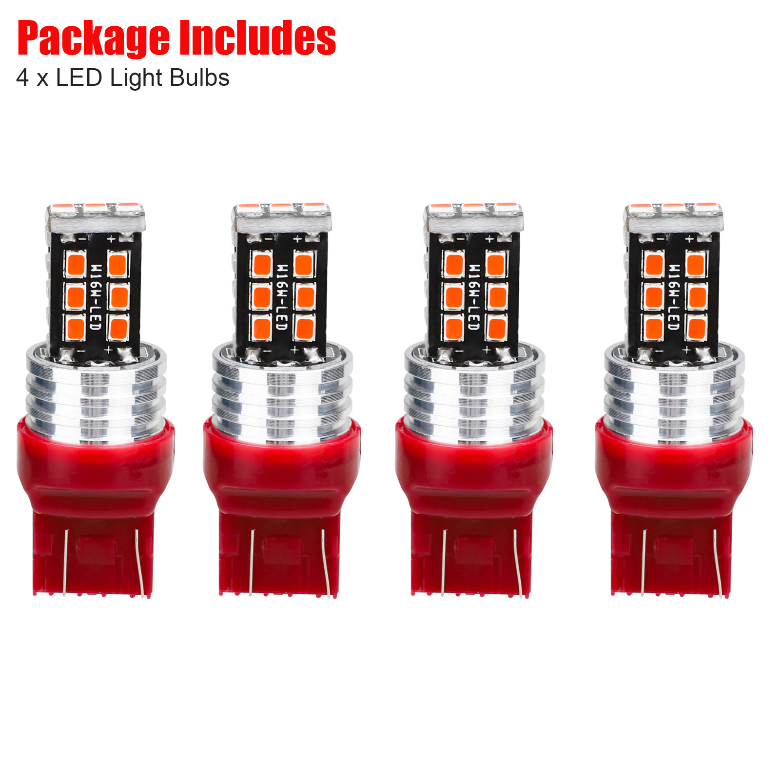 4PCS 7443 7440 LED Red Strobe Flash Blinking Brake Stop Tail Parking Light Bulbs