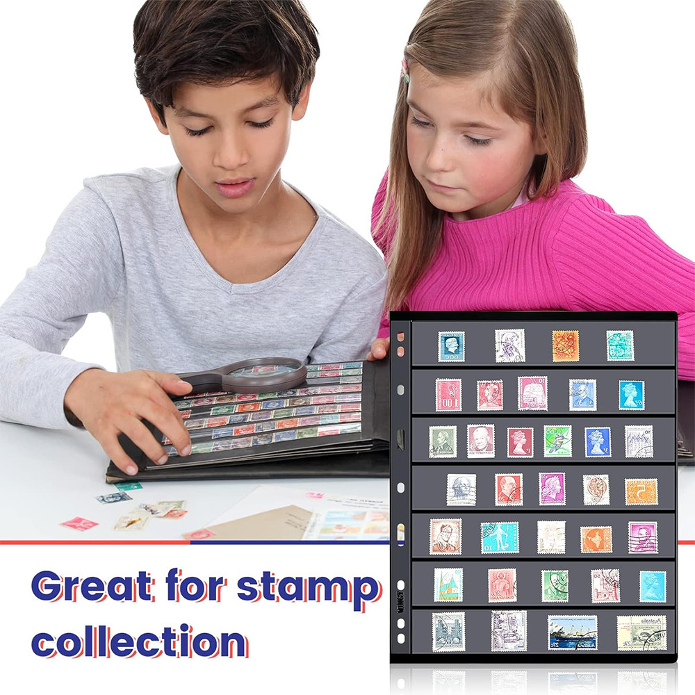 10 Sheet, 7 Rows Pages for Stamp Collectors, Stamp Pages for Stamp Album Binder