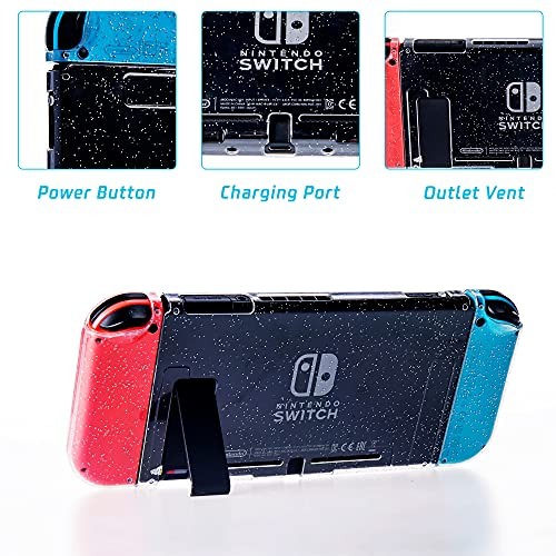 Glitter Clear Case for Nintendo Switch, TPU Silicone Soft Shell Dockable