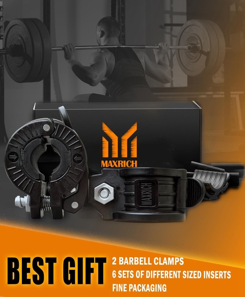 Adjustable Barbell Clamps 1 Inch 2 Pack Quick Release Locking Clips