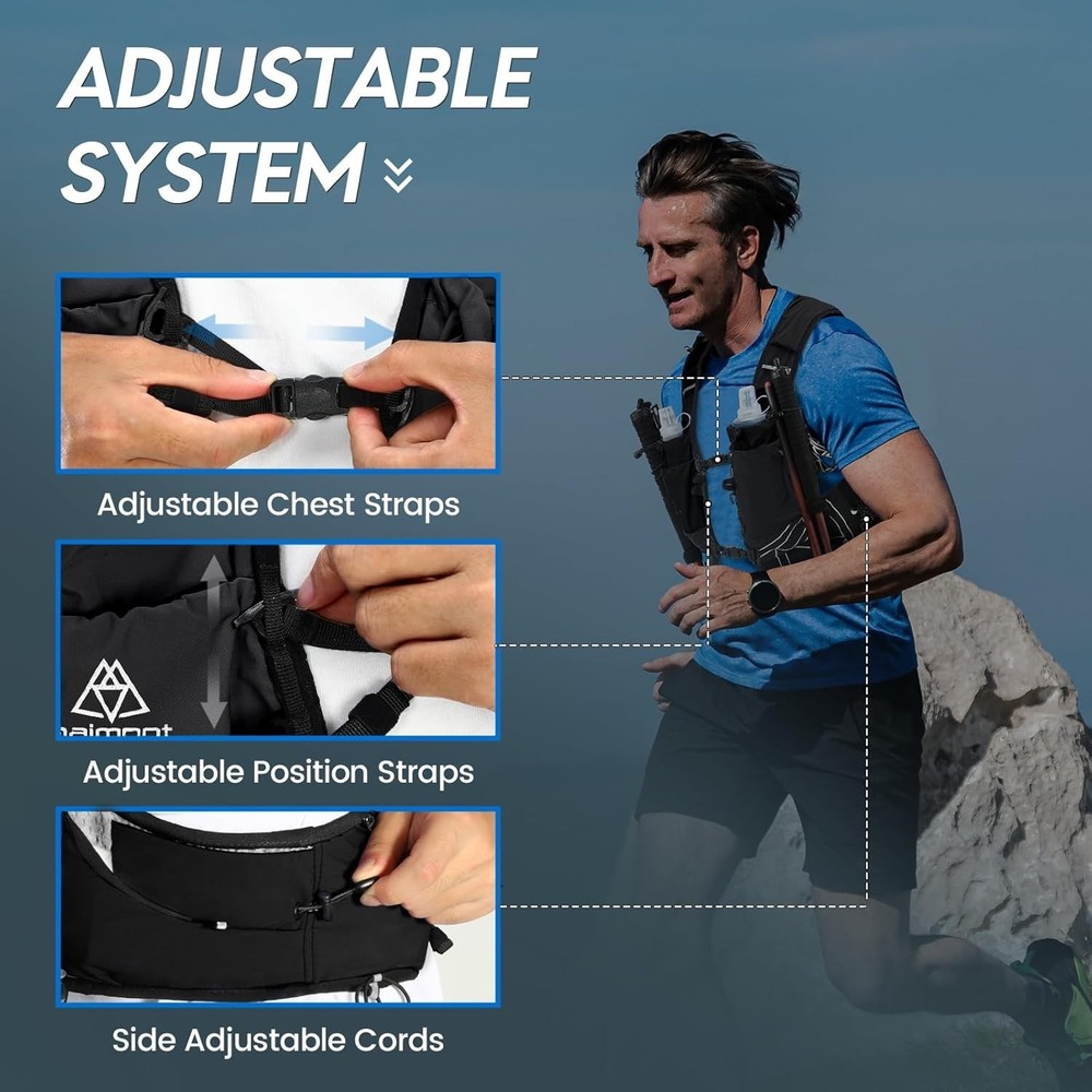 Haimont Running Hydration Vest 1 TPU Soft Flasks Lightweight Runner