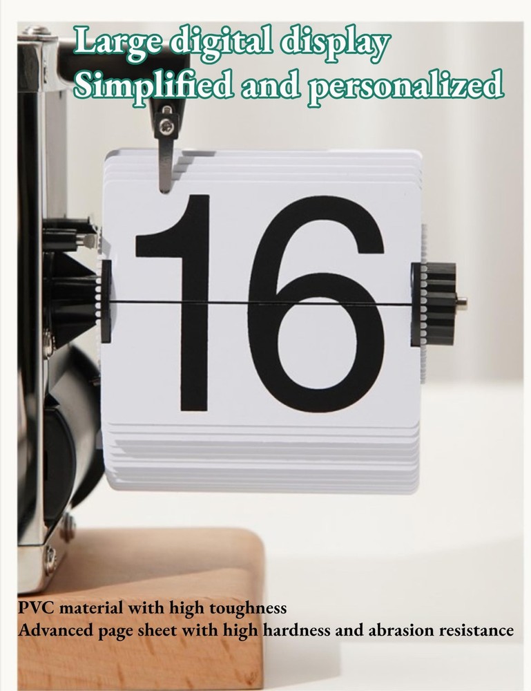 Digital Flip Down Clock, Retro Automatic Page Turning Clock, Internal Gear Op...