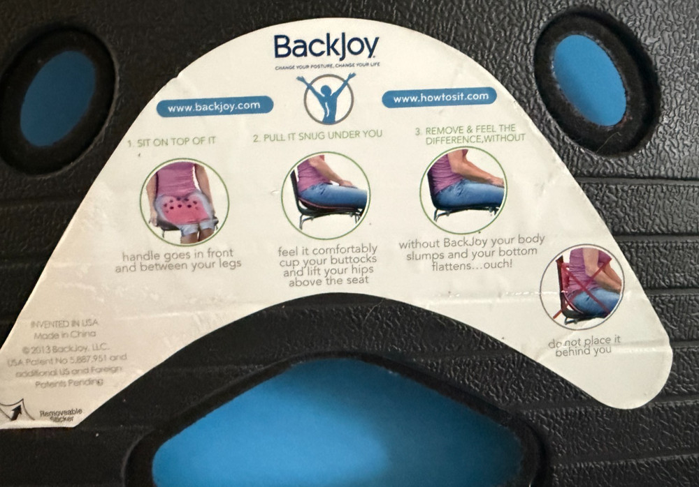 BackJoy Sit Smart Posture Lumbar Support Seat ~ Black ~ Padded ~ 2013 ~ EUC