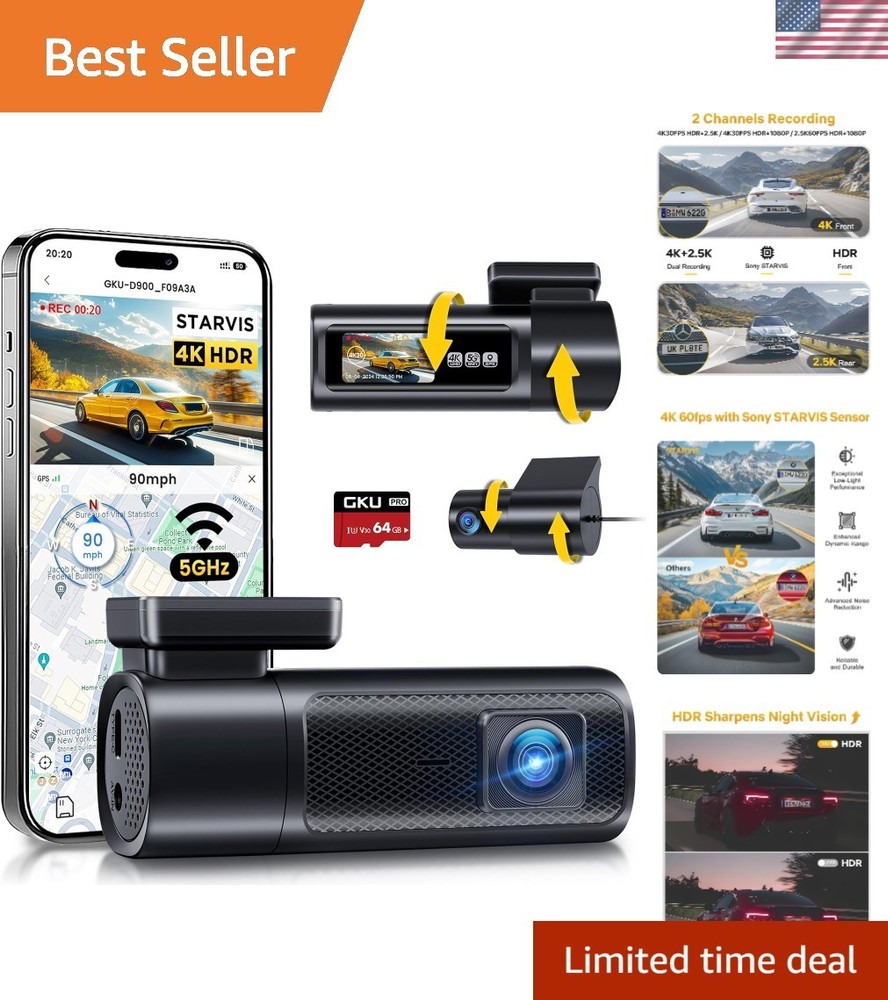 Advanced 4K Dash Camera with Wide Angle & G-Sensor – Full Vehicle Protection