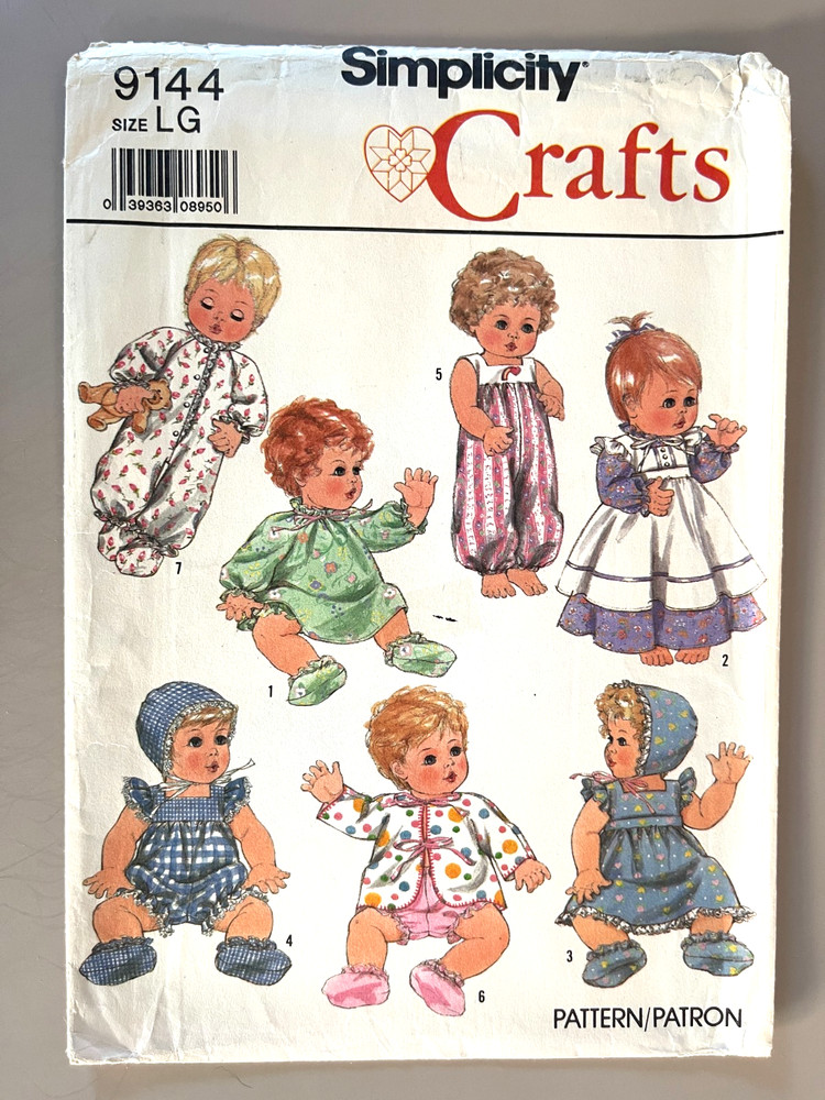 1980's Simplicity Wardrobe for Doll Pattern 9144 Size LG UNCUT