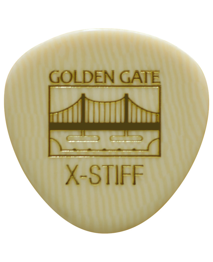 Golden Gate Deluxe Flat Pick Rounded Triangle, X-Stiff, Ivoroid, 12 Pack, MP-121