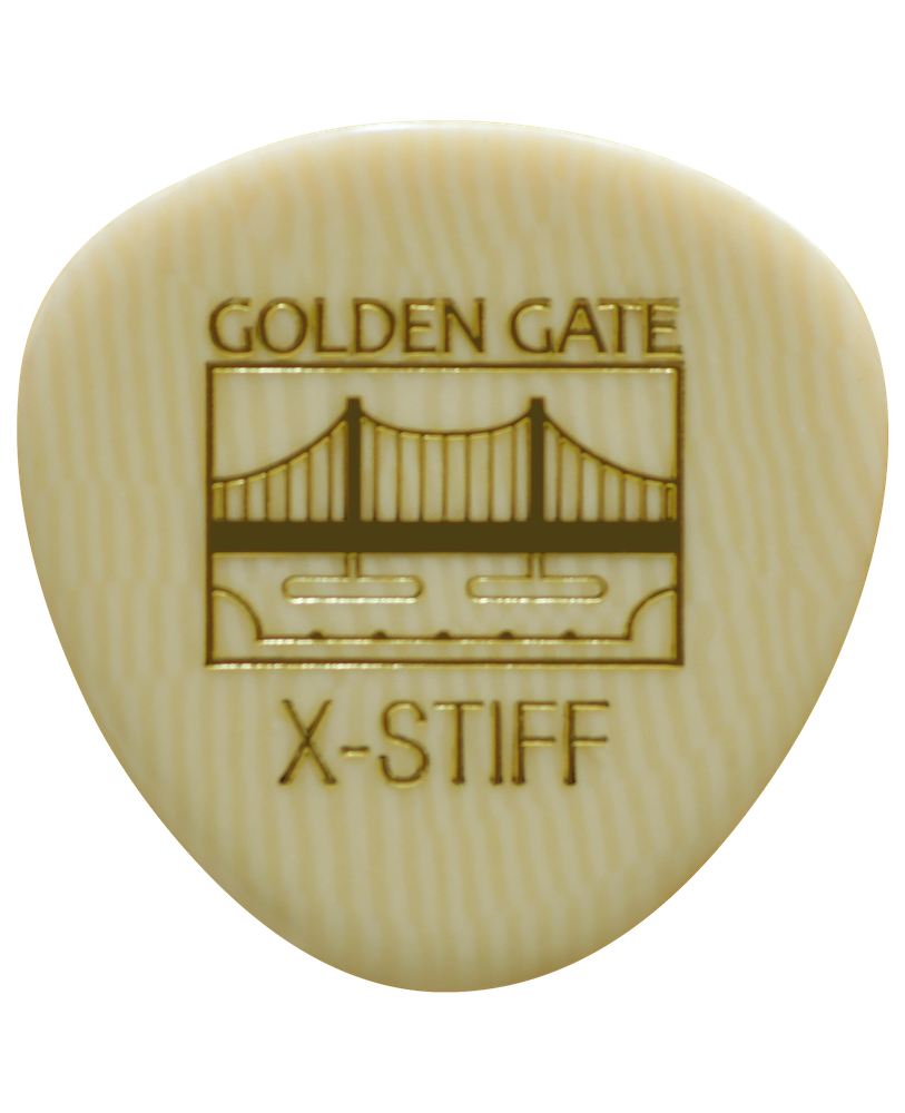 Golden Gate Deluxe Flat Pick Rounded Triangle, X-Stiff, Ivoroid, 12 Pack, MP-121