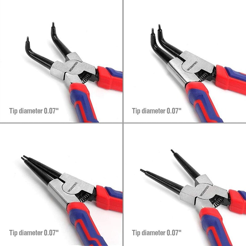 WORKPRO 4PCS 7" Snap Ring Pliers Set Heavy Duty Internal/External Circlip Pliers