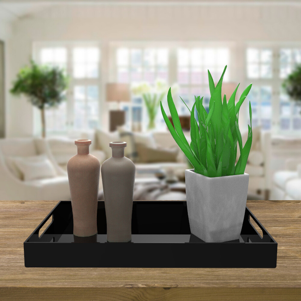 Vale Arbor Open Box Acrylic Serving Tray - Large Black