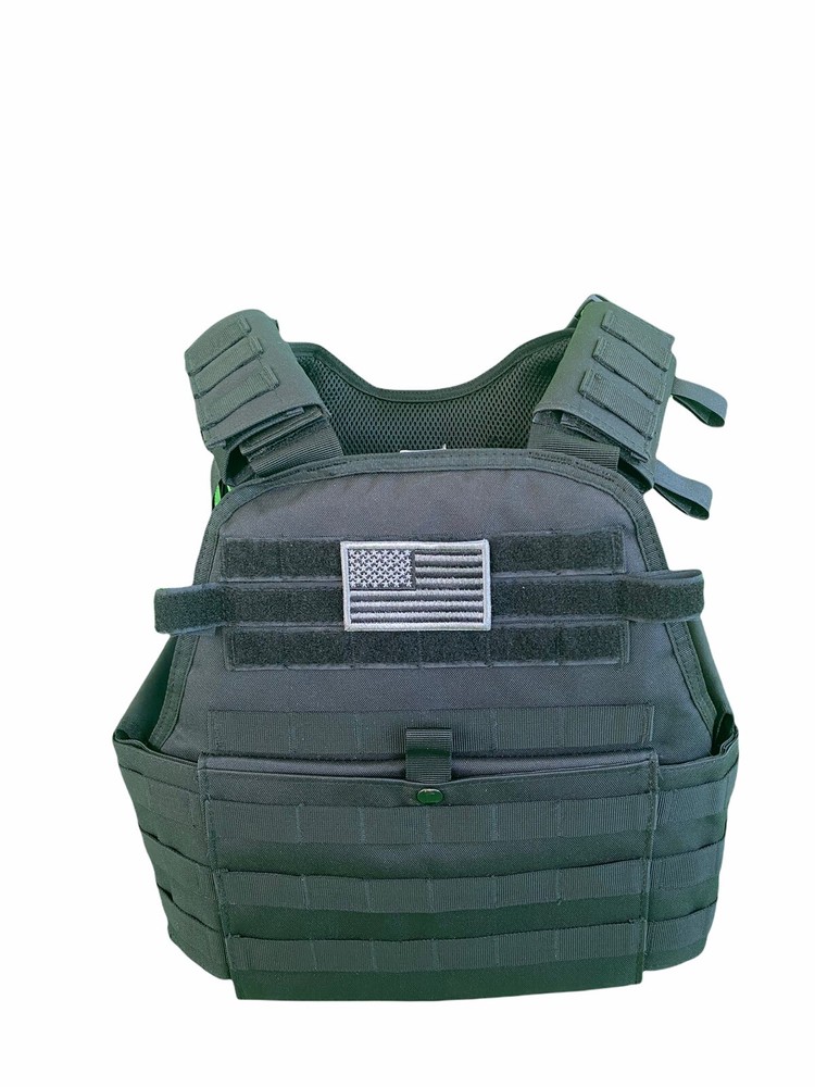 Tactical Vest BLACK Plate Carrier Rig- Adjustable.