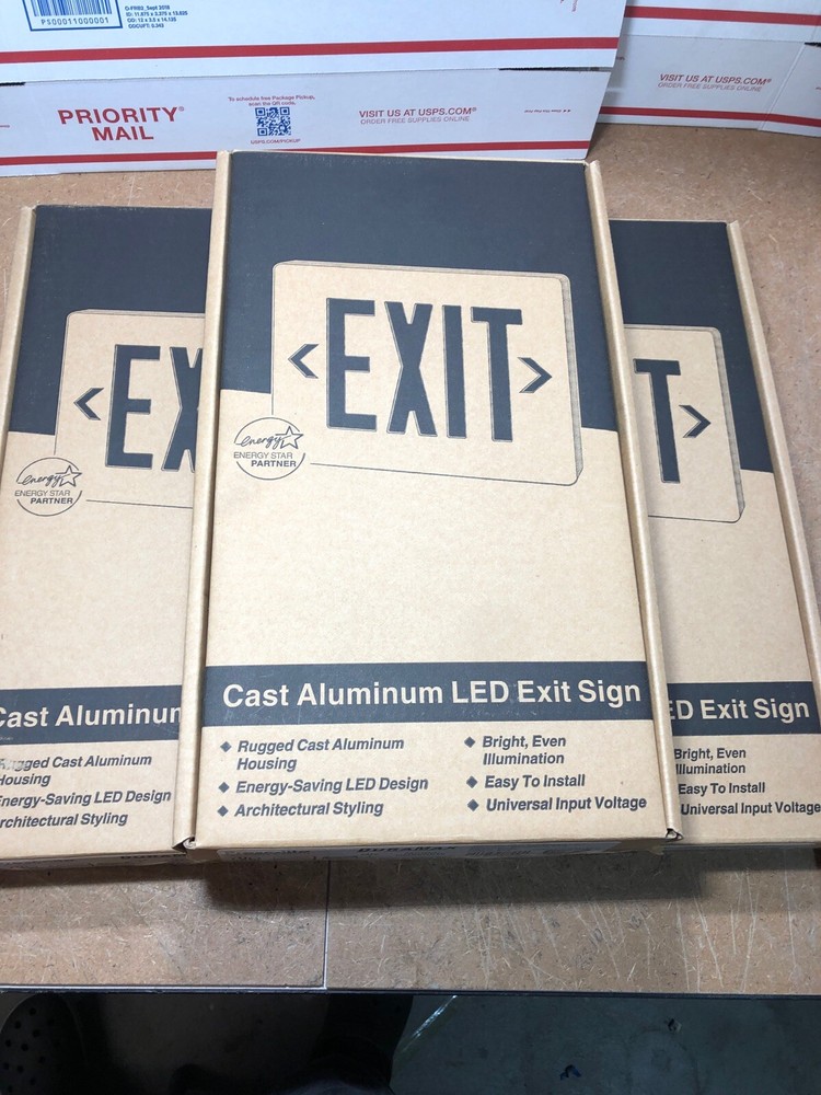 3 Hubbell Prescolite DuraMax DMX2REW Die Cast Exit Double Face White EXIT SIGN