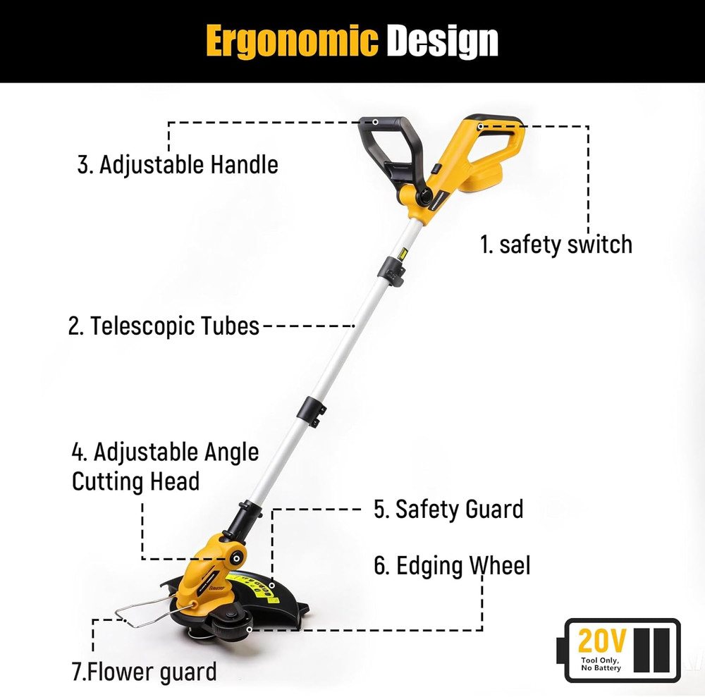 Weed Wacker Weed Eater, 3 in 1 Cordless String Trimmer Compatible with Dewalt 20