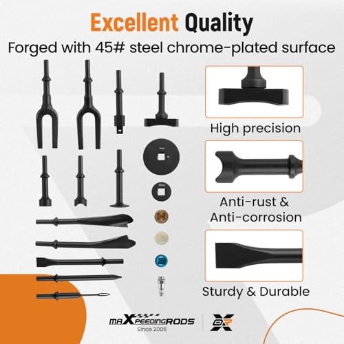 Air Hammer Chisel Kit, Multi-functional Pneumatic Hammer Set, 2100 BPM Air