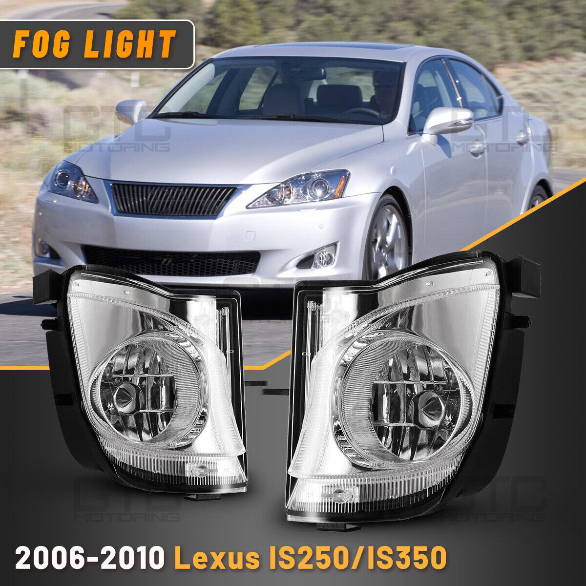 Pair Fog Lights w/Bulbs Clear Lens For Lexus IS250 IS350 2006-2010 #81221-53290
