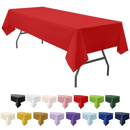 3-Pack Premium Plastic Red Tablecloth Disposable 54" x 108" Rectangle Table