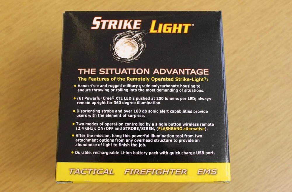 STRIKE LIGHT Tactical Rechargeable Throw Ball Cree LED Remote Operation RUGGED