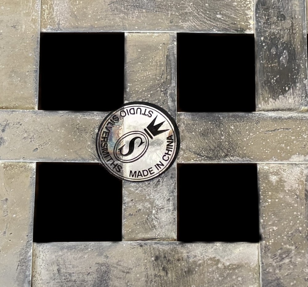 Vntg Studio Silversmith Silverplate & Bamboo Flat Dinner Napkin Holder, Handles