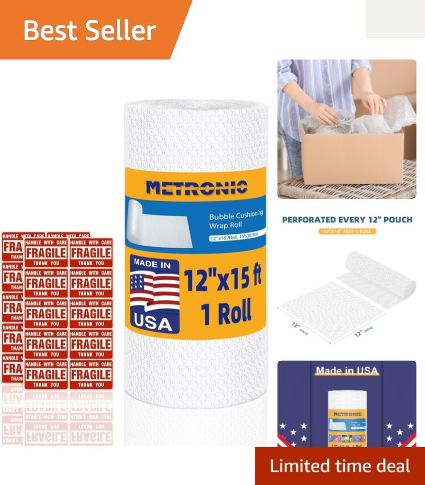 12'x15' Bubble Cushioning Wrap for Safe Shipping & Storage Solutions