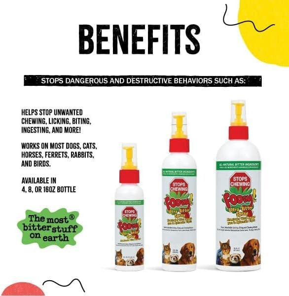 Fooey Bitter Spray Pet Training Aid – Stops Chewing, Biting & Licking – 4oz