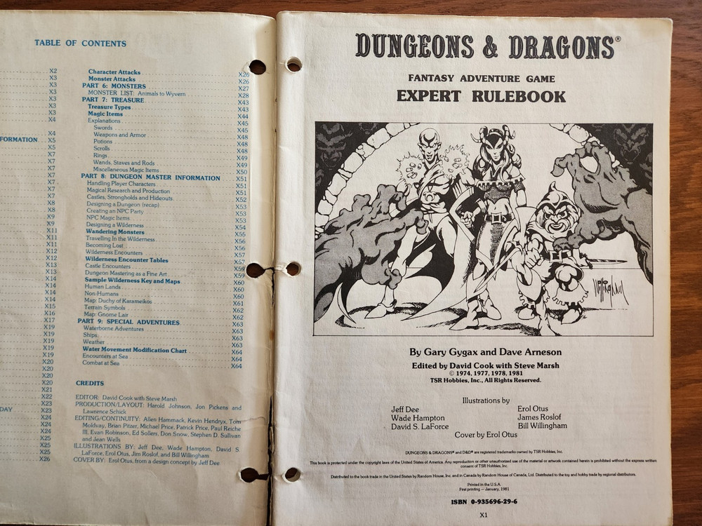 Expert Rulebook D&D basic TSR BECMI Dungeons Dragons Fourth print! 1981