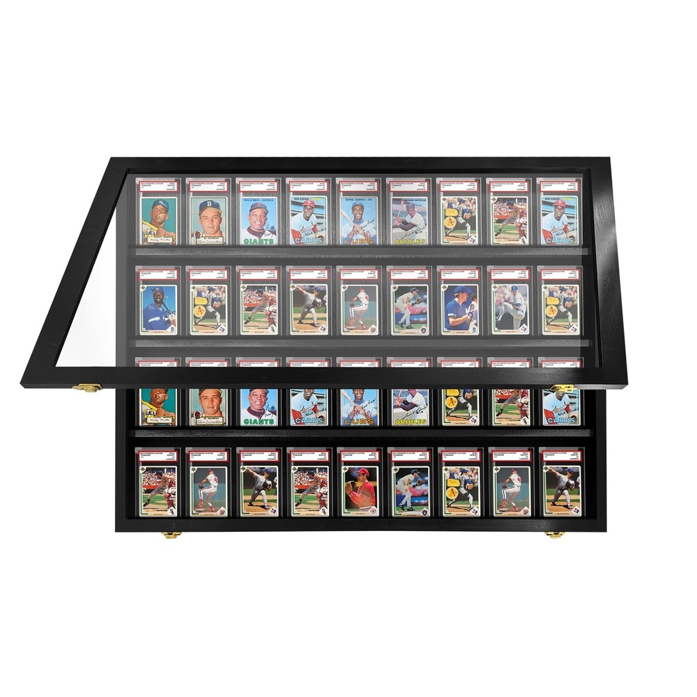 Black Finish 36 Horizontal Graded Baseball Card display Case DEEP