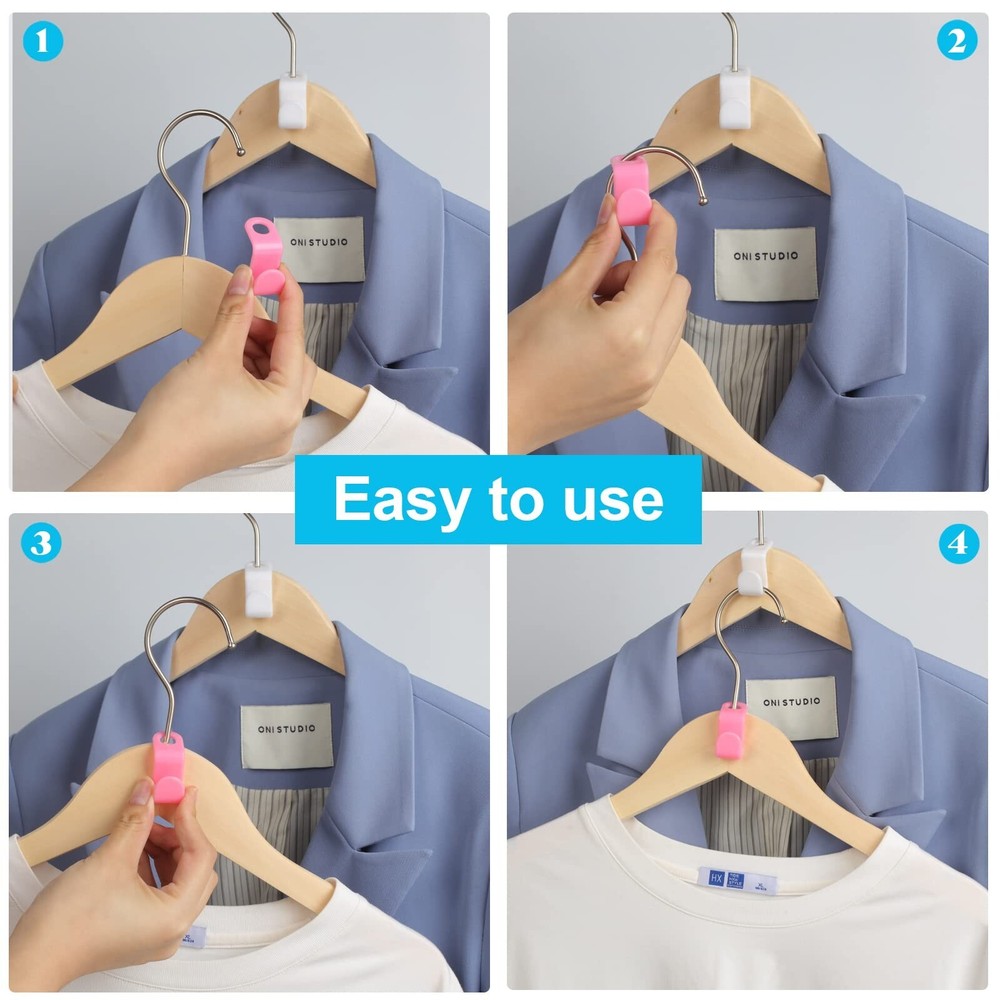 100 PCS Hanger Connector Hooks, Space Saving Hooks and Clips for Plastic Hang...