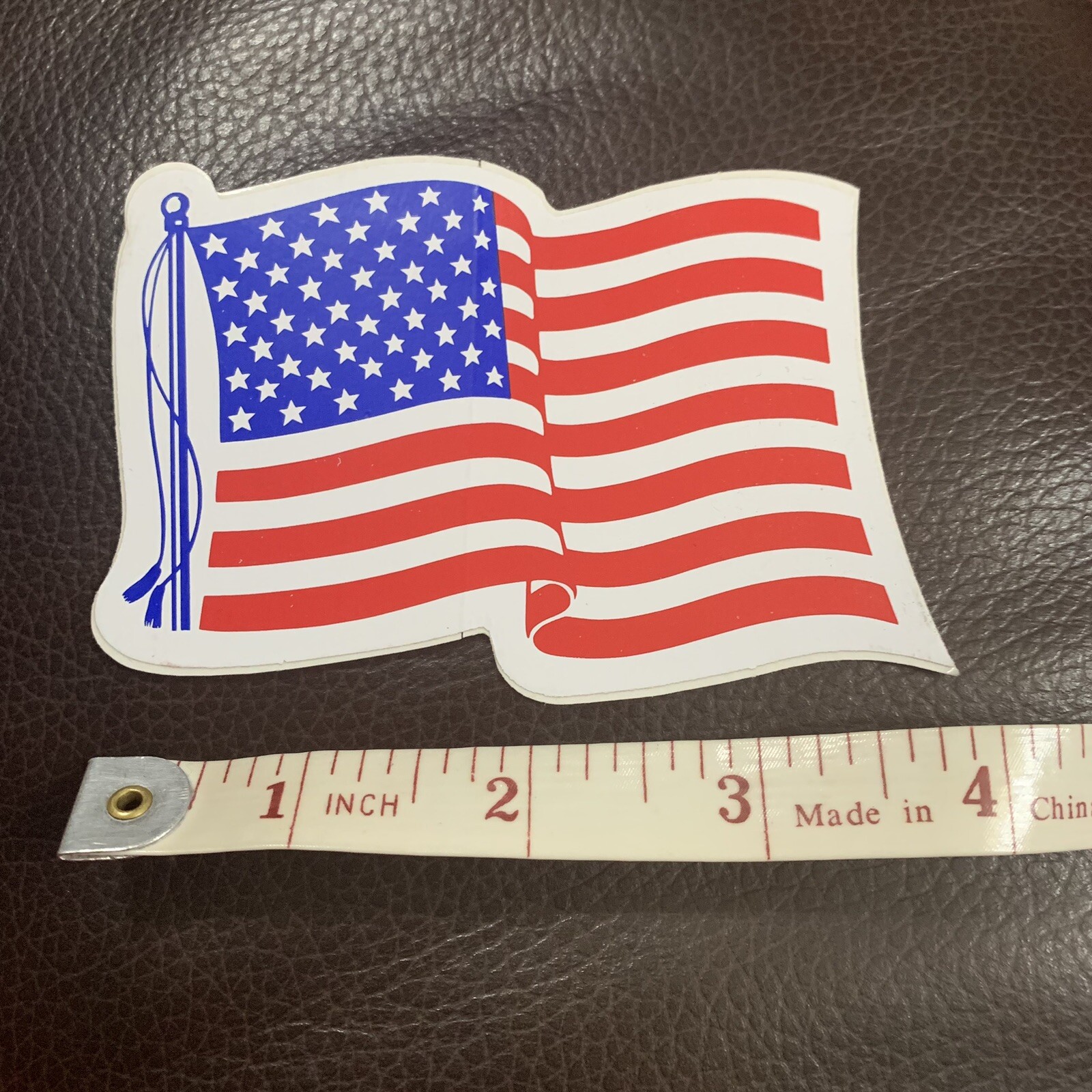 American Flag Wavy Sticker 4”x2.5”